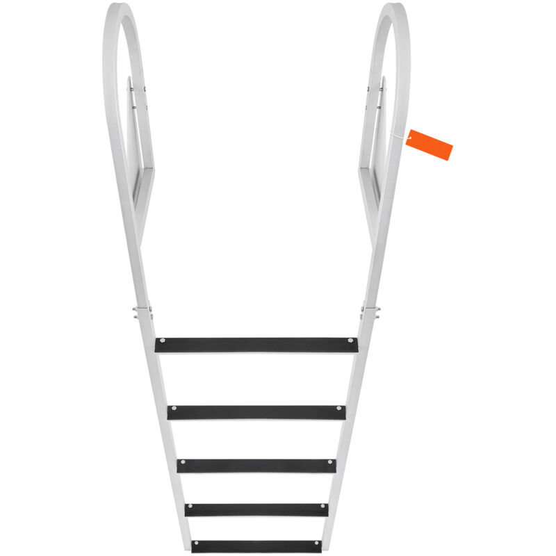 Mophorn - chelle de quai 5 étapes de retournement, capacité de 350 lb, Échelle de bateau flottant en alliage d'aluminium avec marches de 2 pouces de