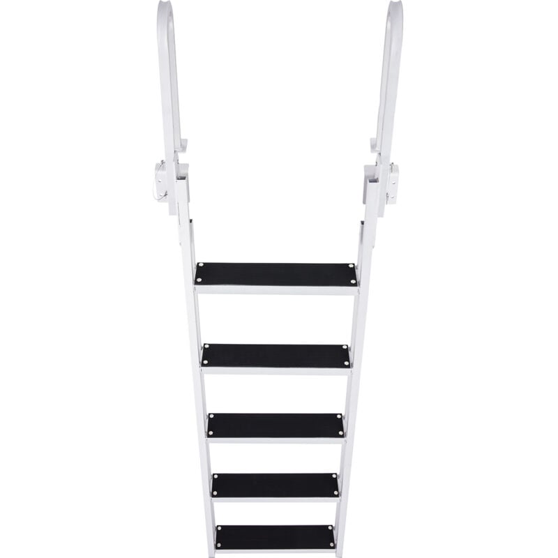 Chelle de quai rabattable 5 marches, capacité de charge de 350 lb, échelle de bateau en aluminium avec marches antidérapantes de 4 po de large,