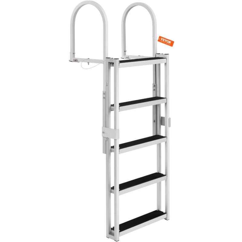 VEVOR Echelle de quai retractable 5 marches, charge 350 lb 158kg,echelle de bateau ponton alliage dealu hauteur reglable 1700-2005 mm marche 101 mm