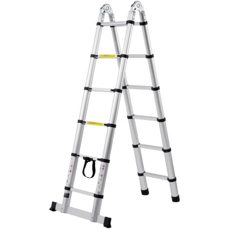 Mophorn Échelle télescopique, rallonge en aluminium de 12,5 pieds, légère, capacité de 375 lb, pour camping-car et plus