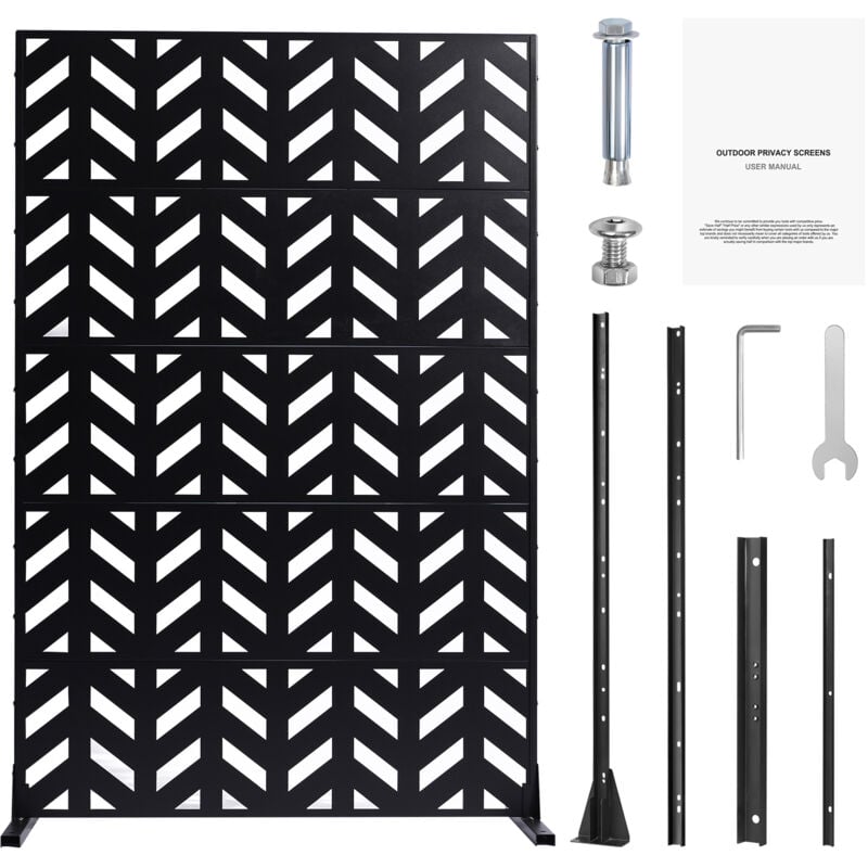 Mophorn - cran de confidentialité en métal , 47' l x 72' h, séparateur extérieur à 5 panneaux, clôture de confidentialité de jardin en acier