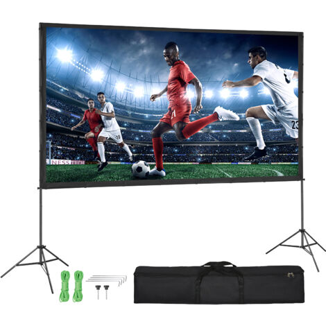 Mophorn Écran de projection avec support, 120 pouces 16:9. 4K 1080 HD pour l'extérieur. Infroissable. Avec trépieds et sac de transport. Idéal pour le cinéma à domicile, le cinéma