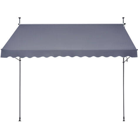 Mophorn Einziehbare Terrassenmarkise,138x47 Zoll,mit manueller Kurbel.Höhenverstellbar von 86 bis 122 Zoll.Dunkelgraue Terrassenüberdachung für den Außenbereich,geeignet für Terrasse,Balkon,Hof