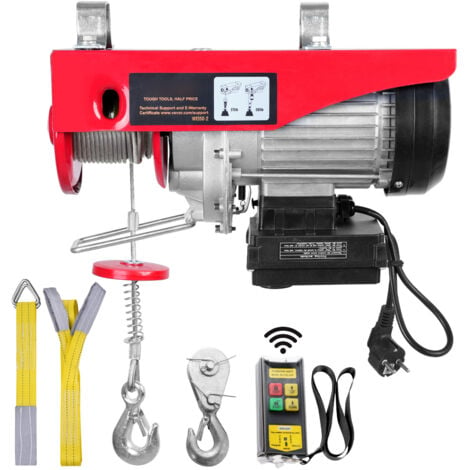 Mophorn Electric Hoist, 550 lbs Hubkraft, 510W 220V Electric Steel Wire Winch, Wireless Remote Control, 40ft Single Cable Lift Höhe, Pure Copper Motor, für Garage Warehouse Factory, Rot