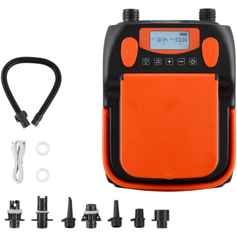 Mophorn Elektrische Paddleboard-Pumpe (20 PSI) mit USB-Anschluss, zweistufiger SUP-Luftpumpe mit automatischer Abschaltung und LED-Beleuchtung, geeignet für Schlauchboote und Luftmatratzen, 12 V DC