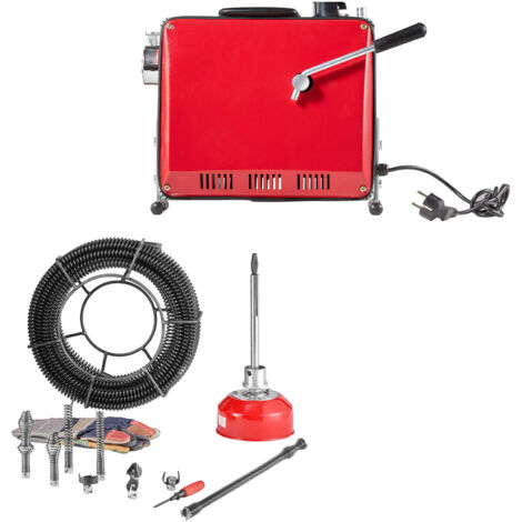 Mophorn Elektrische Rohrreinigungsmaschine, 500 W, 1400 U/min, Abflussreiniger mit 20 m x 16 mm und 5 m x 9,5 mm Spiralkabel, 0,4 m x 16 mm flexible Spirale und 8 Schneidköpfen