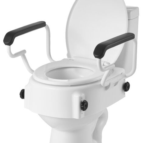 Mophorn Elevador de Asiento de Inodoro con Reposabrazos Acolchados, Capacidad de Carga de 136 kg, Altura Ajustable en 3 Niveles, Diseñado para Personas Mayores, Ancianos y con Movilidad Reducida