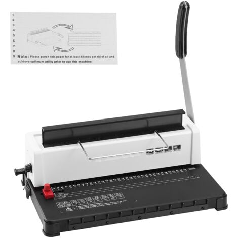Mophorn Encuadernadora en espiral , máquina para hacer libros manual, perforadora de 34 orificios para 120 hojas, lomos ajustables de 3/16" a 9/16", compatible con tamaños carta, A4 y A5