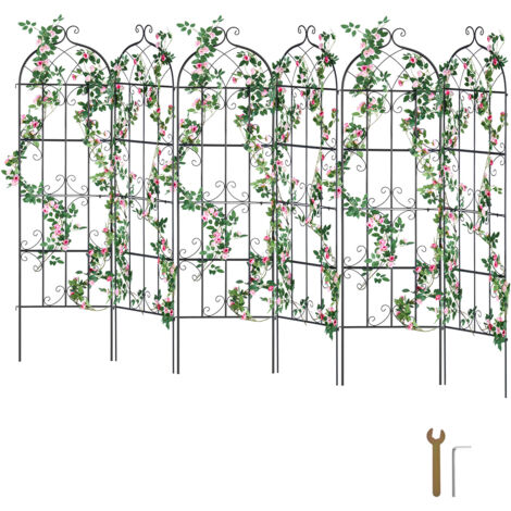 Mophorn Enrejado de jardín de 71 x 20 pulgadas, 6 paquetes de enrejado de flores de metal, enrejado de rosas trepadoras para exteriores, soporte de clemátide para patios y césped