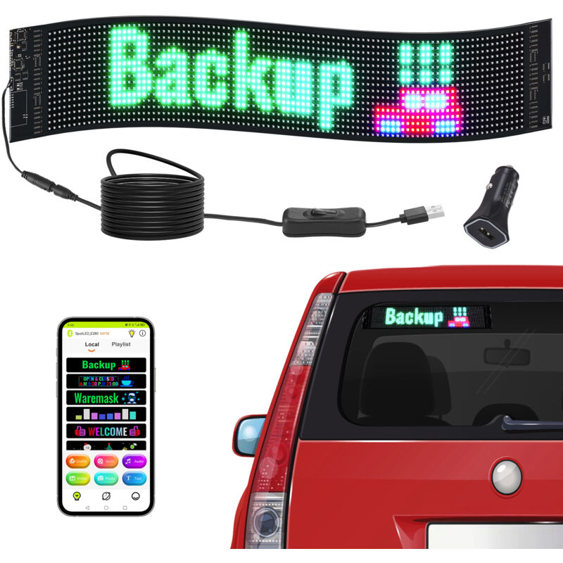 Mophorn - vevor Enseigne Lumineuse led Programmable Flexible, Panneau d'Affichage Defilant Polychrome P6, Panneau Publicitaire led, Controle