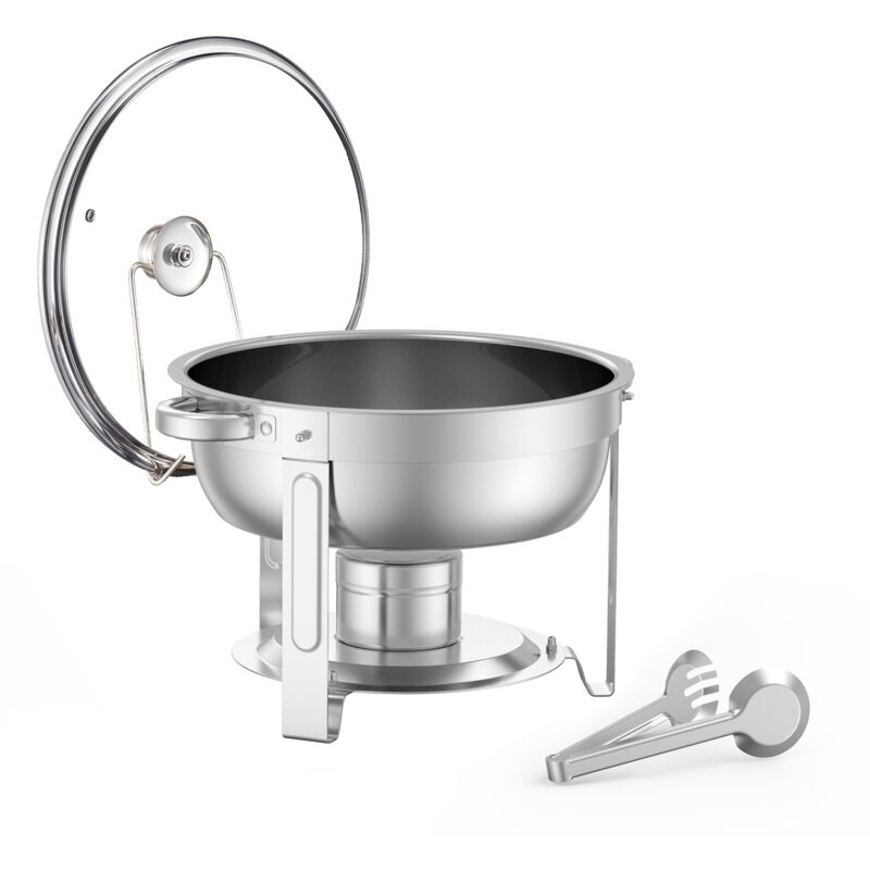 Mophorn - Ensemble buffet de réchauds 5 pintes (lot de 2), réchaud en acier inoxydable avec 2 casseroles pleine grandeur, réchaud rond avec couvercle