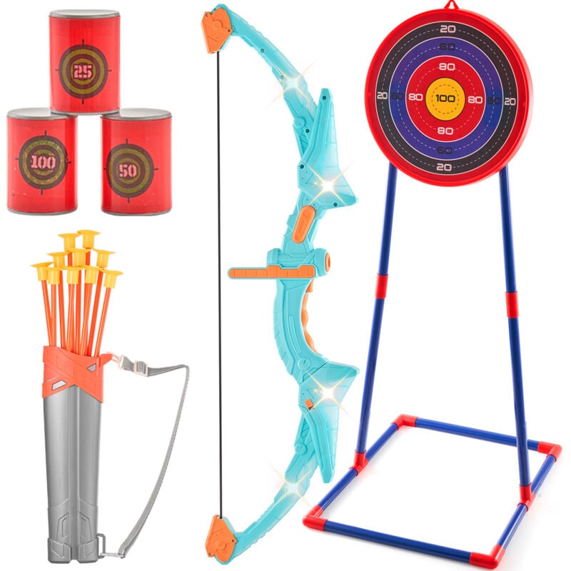 Ensemble d'arc et de flèches pour enfants, éclairage led avec 10 flèches, cibles, carquois - Mophorn