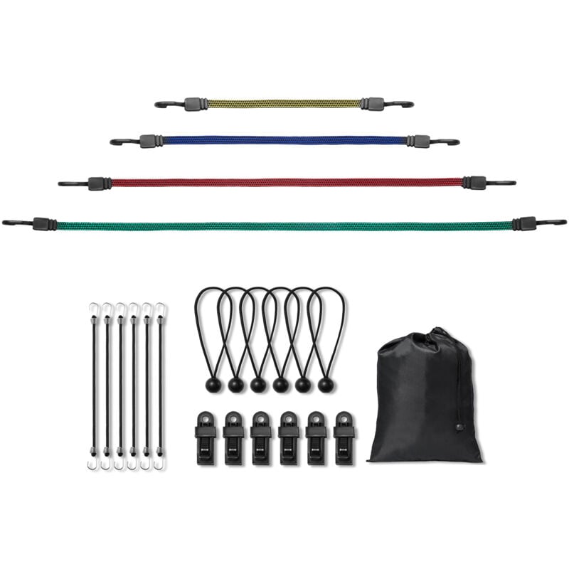 Mophorn - Ensemble de 32 tendeurs plats, sangles robustes de 17 mm avec crochets en j et sac de rangement