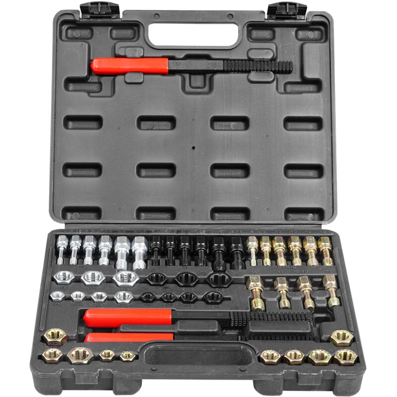 Mophorn - Ensemble de 49 tarauds et limes à filetage, kit d'outils de filetage unc, unf et métrique, 22 tarauds, 24 matrices, 3 limes à filetage,