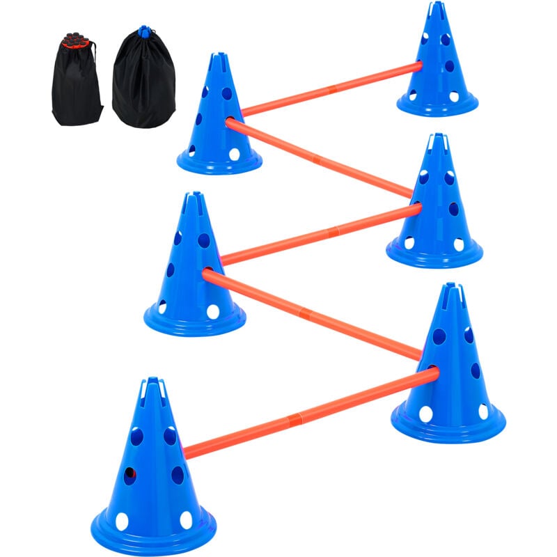 Mophorn - Ensemble de cônes d'agilité pour chien, kit de 6 pièces : 12 cônes, 6 tiges d'agilité, équipement d'entraînement d'agilité avec barre