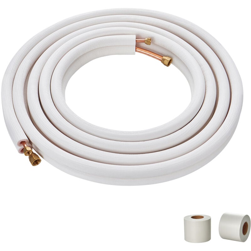 Ensemble de mini-conduites divisées 7620 mm, tubes en cuivre de diamètre extérieur 6,4 et 12,7 mm avec isolation triple couche, pour climatisation et