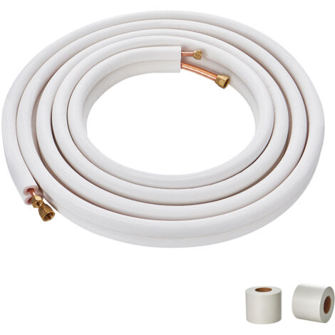 Mophorn Ensemble de mini-conduites divisées  7620 mm, tubes en cuivre de diamètre extérieur 6,4 et 12,7 mm avec isolation triple couche, pour climatisation et CVC, bandes d'emballage incluses