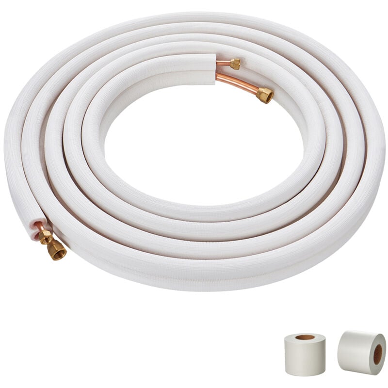 Ensemble de mini-conduites divisées 7620 mm, tuyaux en cuivre de diamètre extérieur 6,4 mm et 9,5 mm avec isolation triple couche, pour