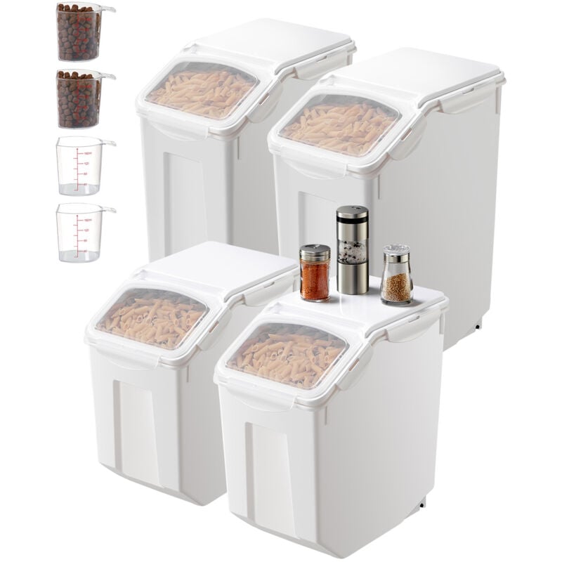 Mophorn - Ensemble de récipients de stockage de riz, grands bacs distributeurs de nourriture, lot de 4, 3,5 gallons/15 l x 2 + 4,5 gallons/20 l x 2,