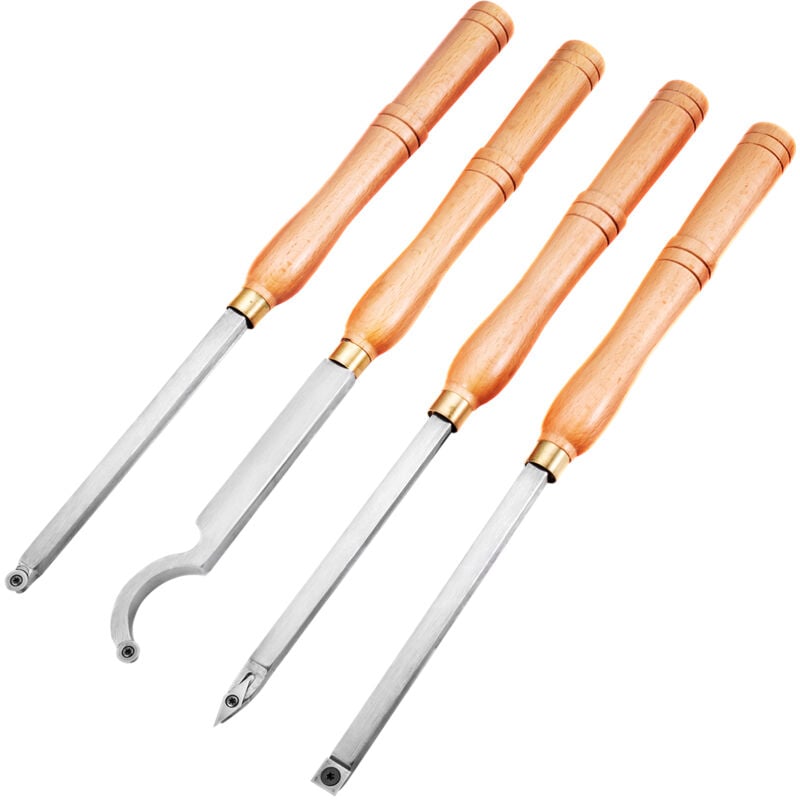 Mophorn - Ensembles de ciseaux a bois 4 pieces, Ensemble de burin a bois, Outil de tournage en bois de carbure, pour decouper des rainures en V/faire