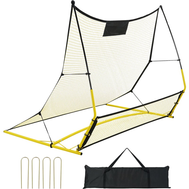 Entraîneur de football portable 2 en 1, filet de rebond 72' x 51', équipement d'entraînement de football en fer avec sac portable, idéal pour