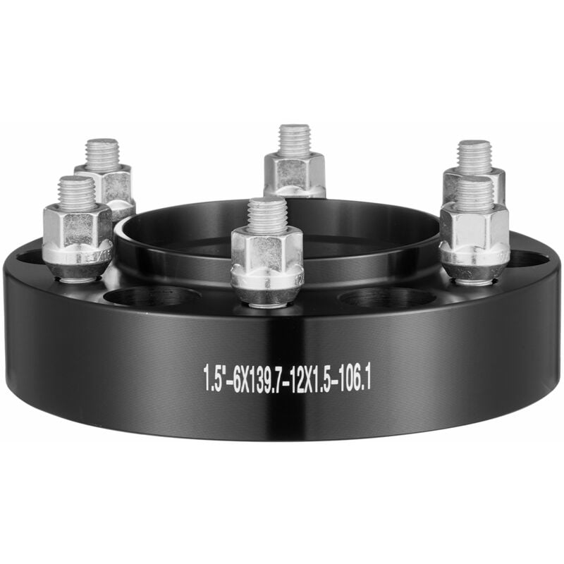 Entretoises de roue 1,5' 6'x5,5', adaptateurs forgés à 6 écrous, Hubcentric M12x1,5, alésage 106,1 mm, noir, convient pour Toyota et Lexus 1996-2022,
