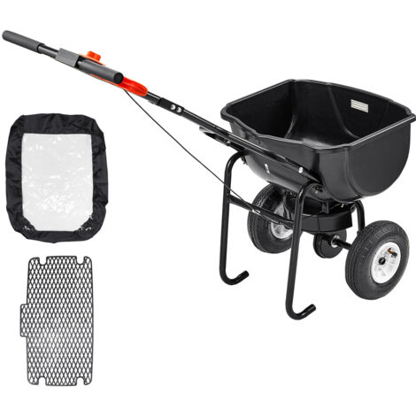 Mophorn Épandeur à engrais 27,2 kg avec largeur réglable de 0 à 3 m,idéal pour semer des graines,répandre du sel de déneigement et entretenir pelouses et jardins,équipé de roues pneumatiques de 20 cm