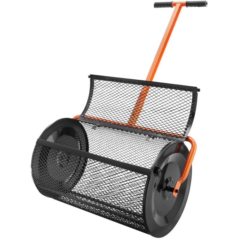 Mophorn - pandeur de compost noir de 24' de large, poignée réglable de 24,4 à 25,6'. Panier en maille d'acier avec revêtement en poudre. Rouleau de