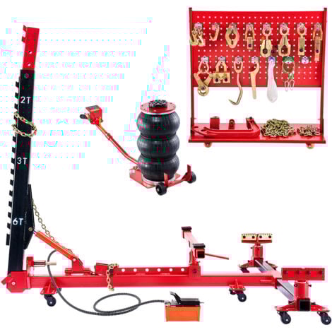Mophorn Équerre de redressage de châssis 6T, banc de réparation de carrosserie avec cric pneumatique 3T et pompe hydraulique à pied 6000 PSI, système de réparation pour berlines, SUV et pick-up