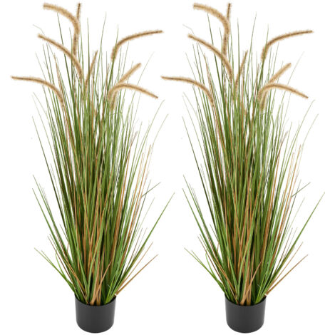 Mophorn Erba Artificiale, Set di 2 Pezzi 1194 mm con Erba di Canna di Equiseto in Vaso, Piante Decorative Realistiche per Interni, Esterni, Giardino, Ufficio e Casa, Colore Verde