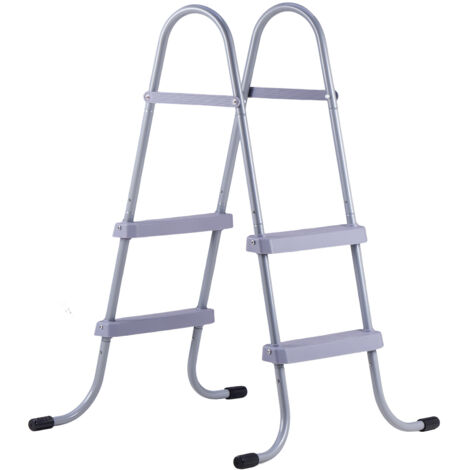 Mophorn Escalera para piscina desmontable de 2 peldaños con capacidad de 136 kg, equipada con pasamanos ergonómicos y patas de goma, ideal para piscinas elevadas de 83,8 cm