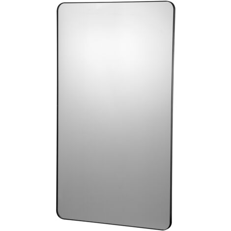 Mophorn Espejo de maquillaje de pared, 0,15" de grosor, 30" x 48" con marco de aleación de aluminio y película a prueba de explosiones, espejo resistente a rayones con soporte en forma de Z