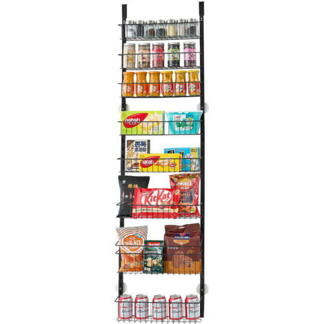 Mophorn Estante de almacenamiento colgante de 9 niveles para puerta, organizador de despensa de 42 x 18 x 195 cm, ideal para especias y artículos del hogar, cocina, lavadero o baño, color negro