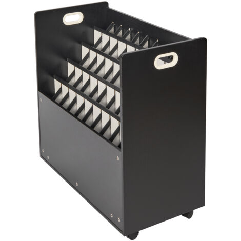 Mophorn Estante de almacenamiento de planos, gabinete de almacenamiento de planos móvil de 50 ranuras, carrito organizador de archivos enrollable de madera para planos de construcción, mapas, pósteres