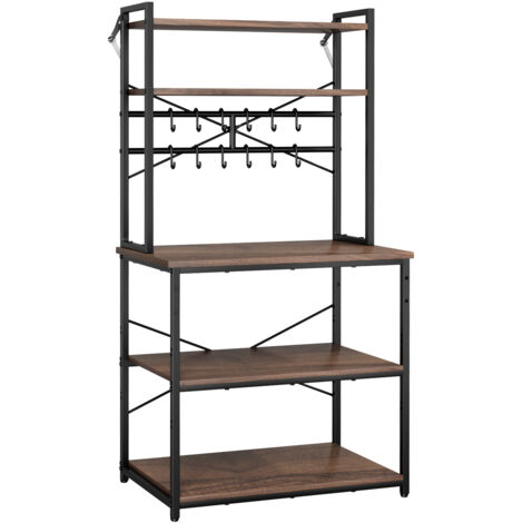 Mophorn Estante de cocina para panaderos (80 cm de ancho), soporte de cocina con barra de soporte en forma de X, incluye 12 ganchos en forma de S, estante superior de doble capa, ideal para platos