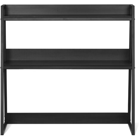 Mophorn Estantería de escritorio, organizador de almacenamiento de 2 niveles, 37,4" x 12,6" x 35,4", con almohadillas antideslizantes, para oficina, hogar y dormitorio, color negro