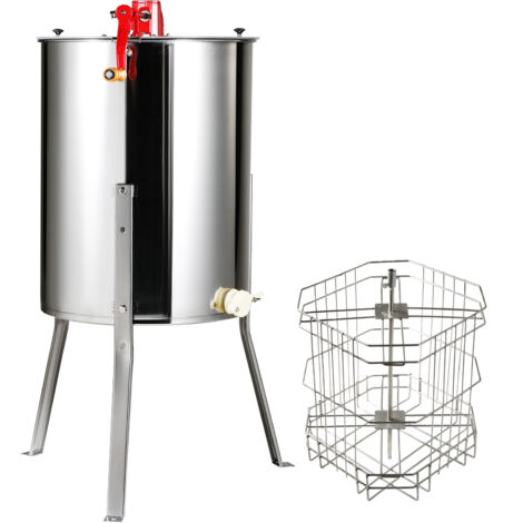 Mophorn Estrattore di miele manuale, capacità di 4/8 telaini, centrifuga per miele in acciaio inossidabile, supporto regolabile in altezza, attrezzatura per centrifuga apistica