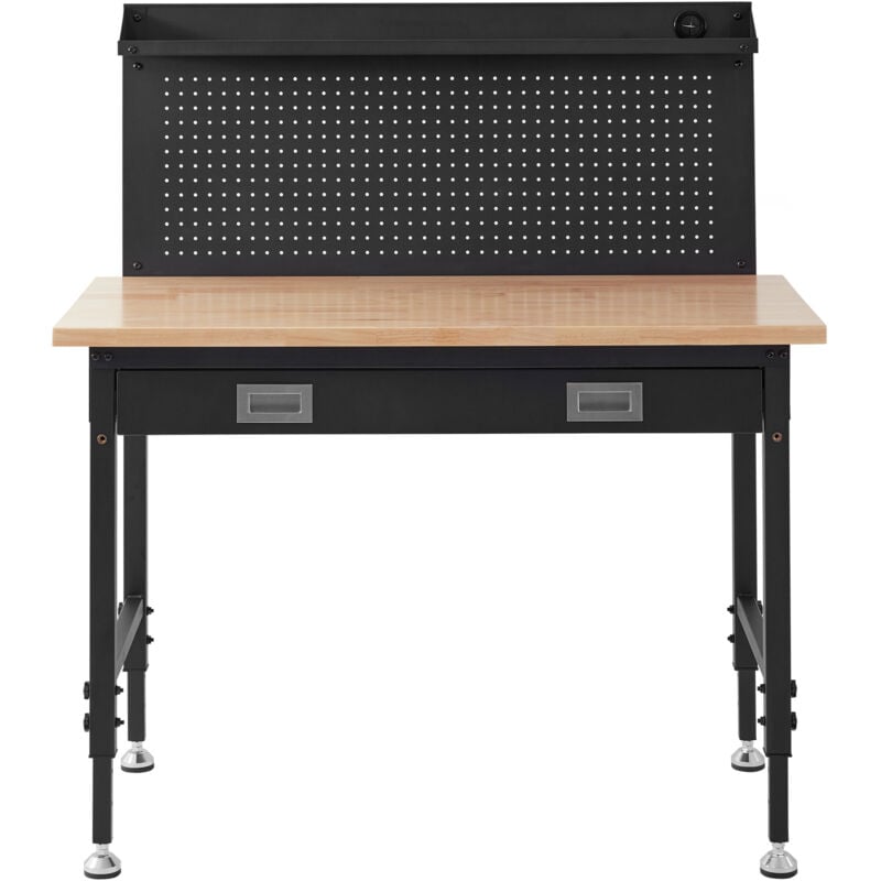 Mophorn Établi à hauteur réglable 28-39,5", établi de garage avec planches en chêne et acier au carbone, capacité de 2000 lb, plateau de 48 x 24",