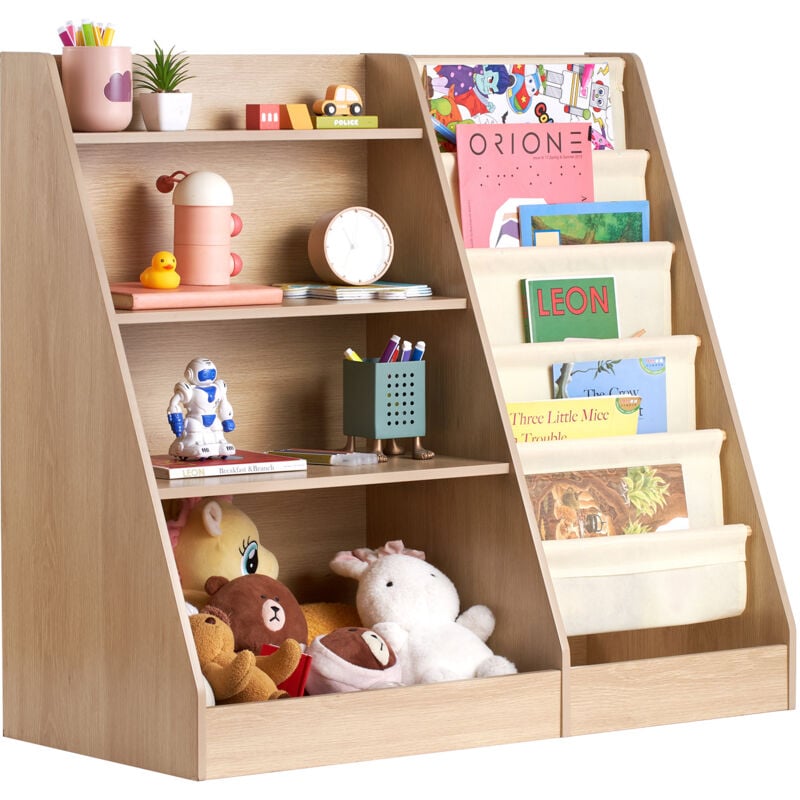 Mophorn - tagère à livres en bois à 4 niveaux pour enfants,design à six niveaux,étagère de rangement pour livres et jouets pour bébé,armoire de