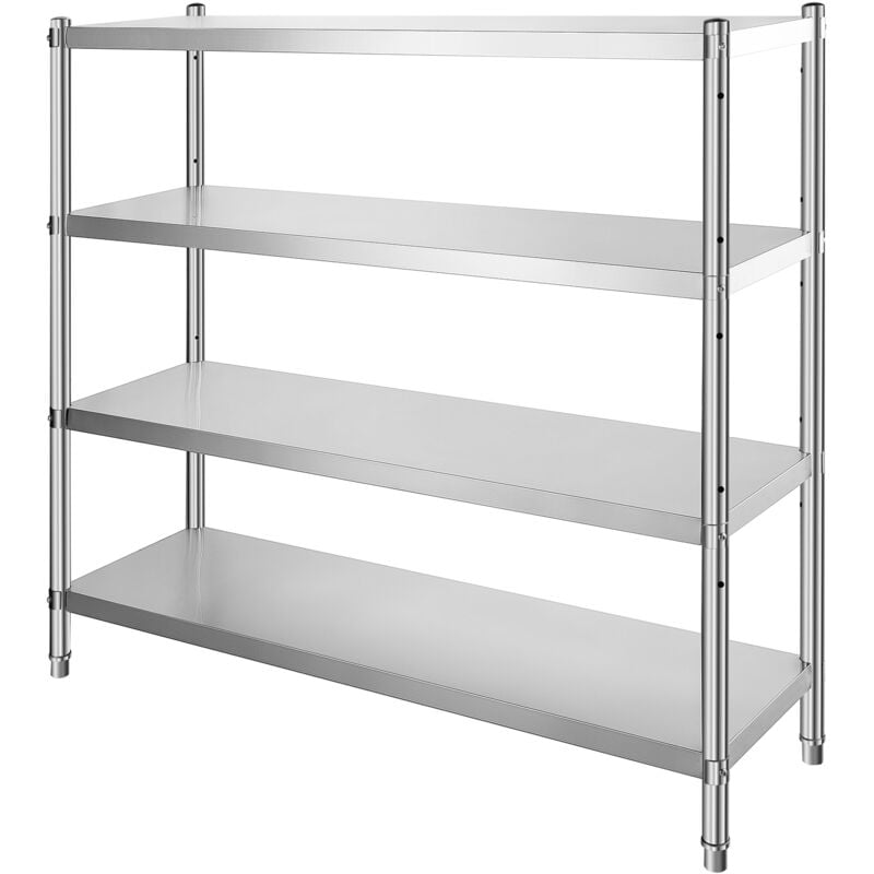 Mophorn - tagère de rangement à 4 niveaux en acier inoxydable , étagère robuste, 70,9 x 17,7 x 59,1 pouces, capacité de 1 320 lb, hauteur réglable