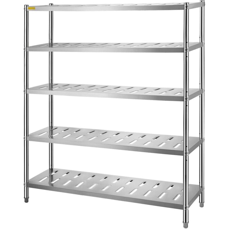 Vevor Etagere de rangement, 1500x450x1800 mm, tablette de rangement a 5 niveaux, etagere de garage en acier inoxydable, robuste, capacite totale de