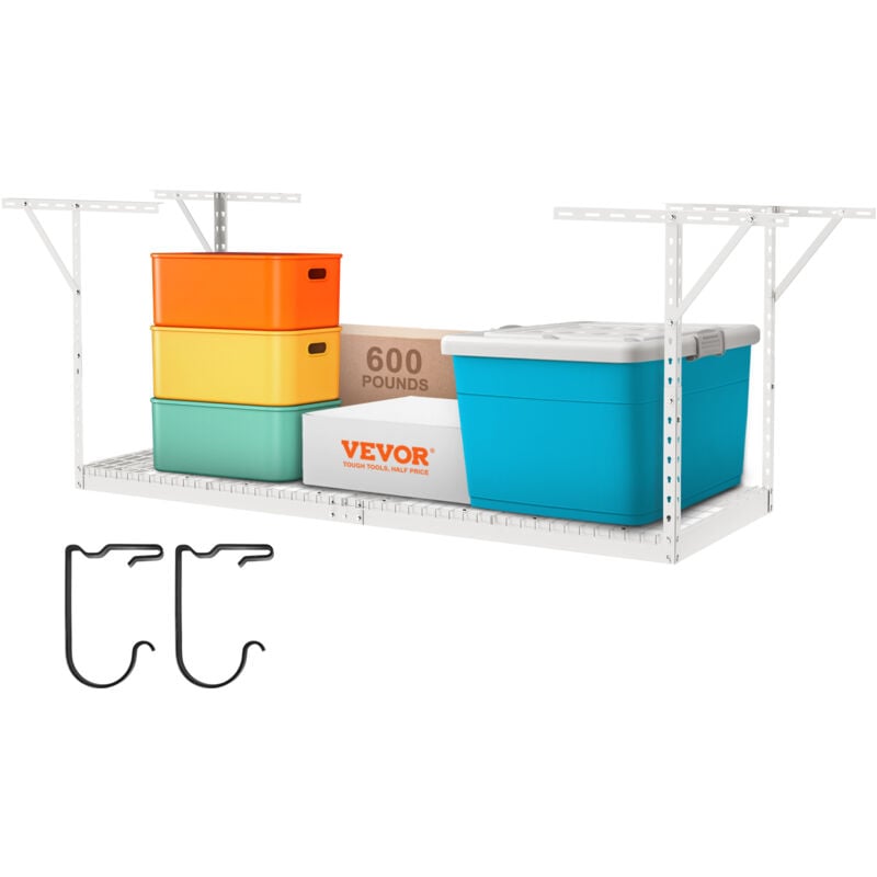 Vevor Etagere de rangement pour garage, 91,4x243,8 cm, etagere de rangement au plafond, reglable en acier lamine a froid pour rangement du garage,