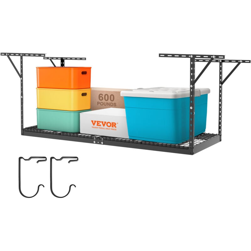Vevor Etagere de rangement pour garage, 91,4x243,8 cm, etagere de rangement au plafond, reglable en acier lamine a froid pour rangement du garage,