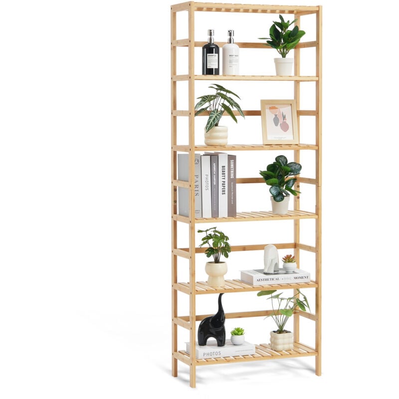 Mophorn - tagère en bambou à 6 niveaux,étagère ouverte en bois,étagère de rangement pour présentoir,support pour plantes autonome,étagère