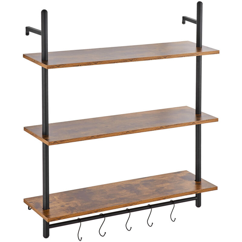 Mophorn - tagère industrielle à 3 niveaux, 32 x 9,84 pouces, support mural en bois rustique, support de rangement flottant pour cuisine, chambre à