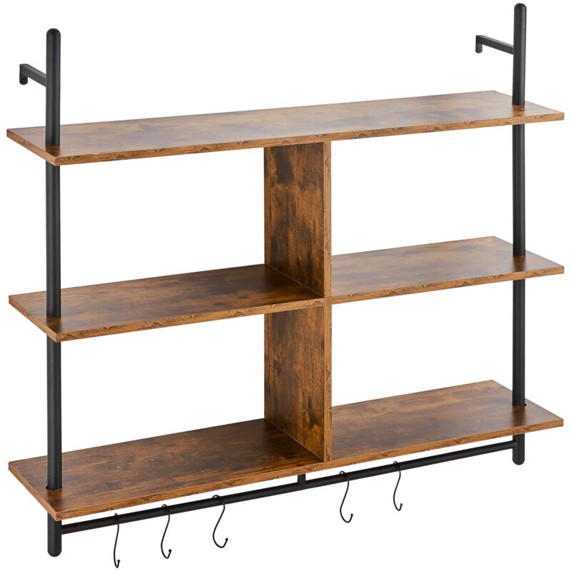 Mophorn - tagère industrielle à 3 niveaux, 41,5 x 9,84 pouces, étagères murales en bois rustique, support de rangement flottant pour cuisine, chambre