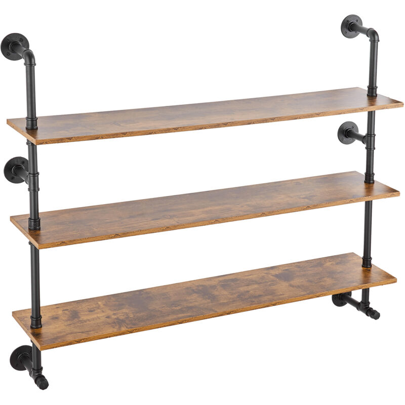 Mophorn - tagère industrielle à 3 niveaux, 48 x 9,84 pouces, support mural en bois rustique, support de rangement flottant pour cuisine, chambre à
