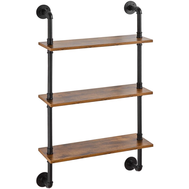 Mophorn - tagère industrielle à 3 niveaux, étagère murale en bois rustique de 24 x 7,87 pouces, support de rangement pour cuisine, chambre, salle de