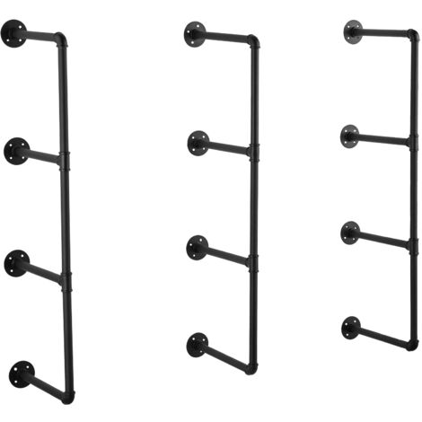 Mophorn Étagère industrielle en tuyaux, 4 niveaux, 3 pièces, largeur de 11,8 po, montage mural, bois rustique, rangement, cuisine, chambre à coucher, salle de bain, métal/bois, couleur non spécifiée