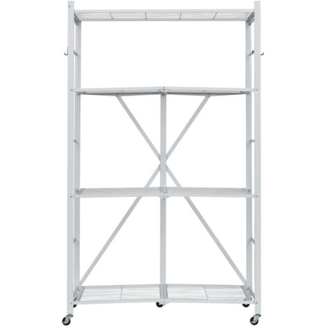 Mophorn Étagère pliante mobile à 4 niveaux, 91x53x152 cm, structure métallique robuste, capacité statique de 340 kg et dynamique de 90,7 kg, idéale pour le rangement dans le garage